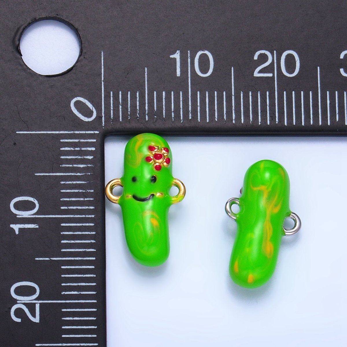 24K Gold Filled Pickle Cucumber Fruit Enamel Connector in Gold & Silver | F766