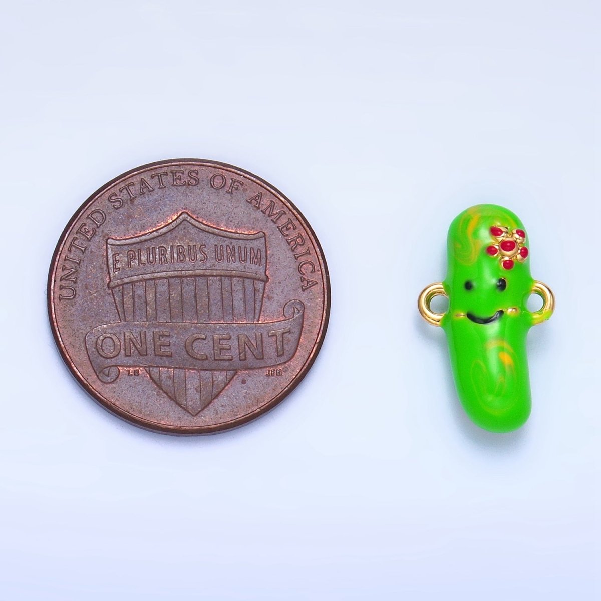 24K Gold Filled Pickle Cucumber Fruit Enamel Connector in Gold & Silver | F766