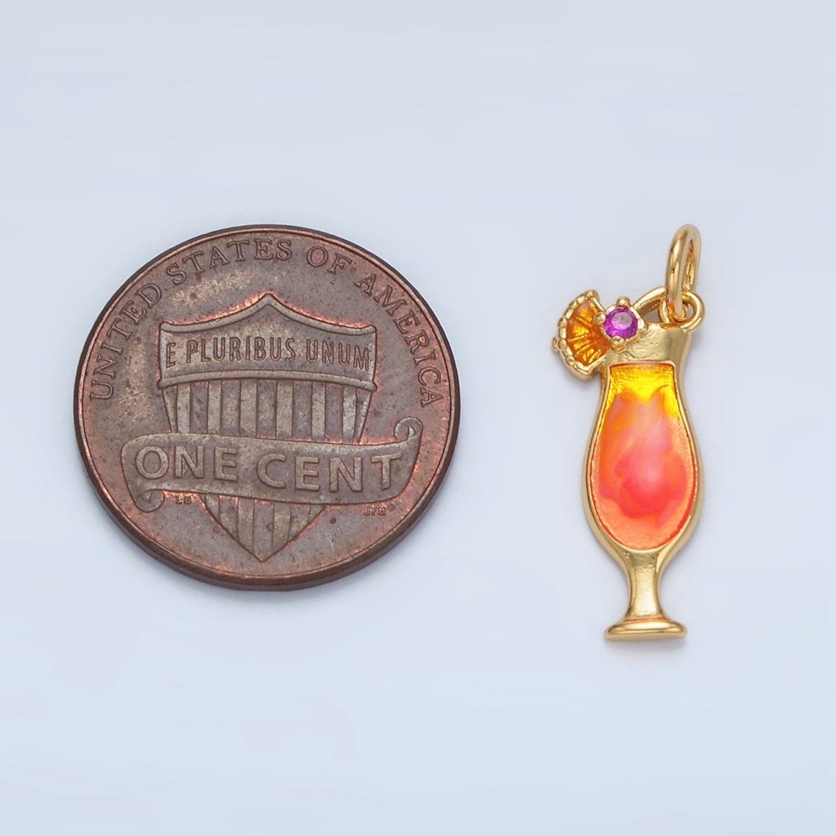 24K Gold Filled Pina Colada Alcohol Drink Charm in Gold & Silver | E202