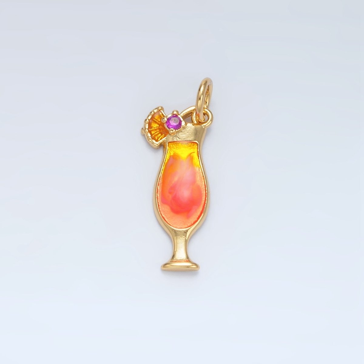 24K Gold Filled Pina Colada Alcohol Drink Charm in Gold & Silver | E202
