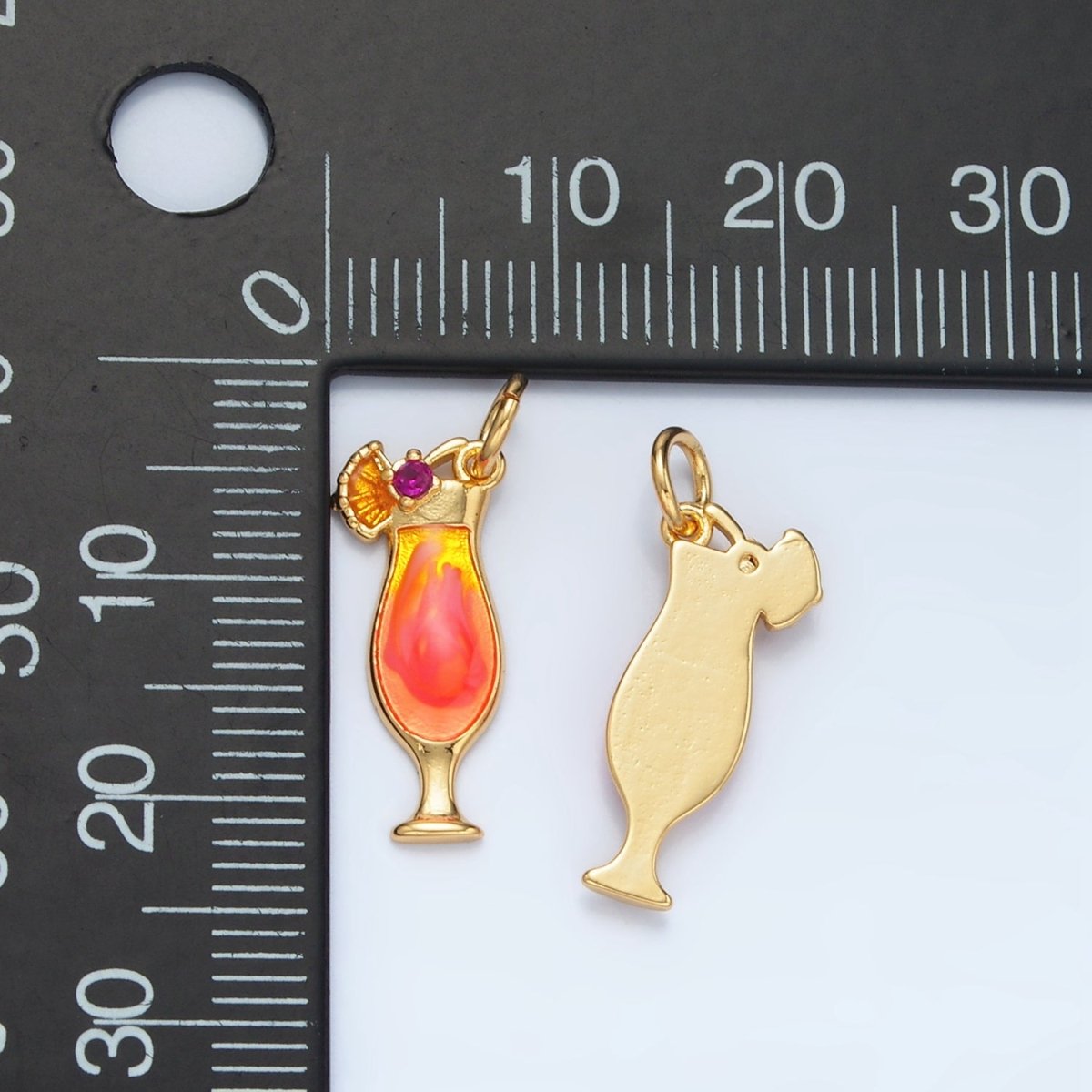 24K Gold Filled Pina Colada Alcohol Drink Charm in Gold & Silver | E202