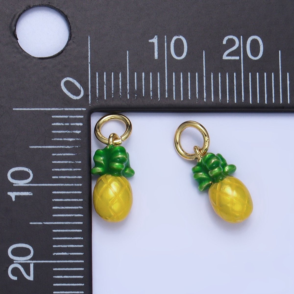 24K Gold Filled Pineapple Fruit Enamel Mini Multidimensional Charm | W055