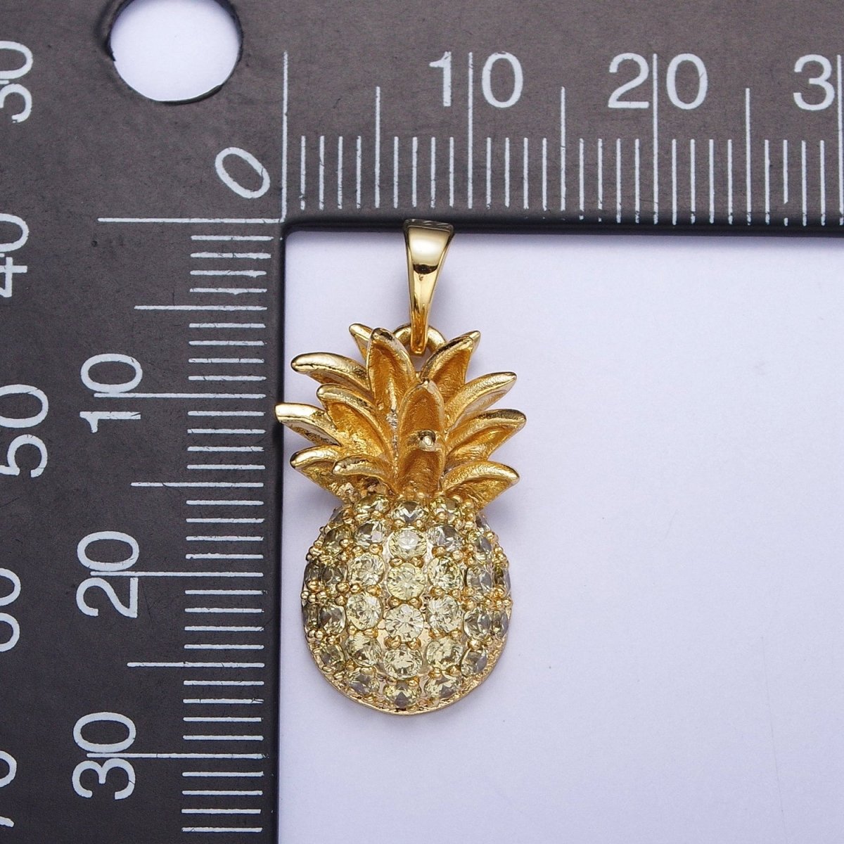 24k Gold Filled Pineapple Pendant for Necklace Bracelet Tropical Fruit Jewelry Inspired H-391 - DLUXCA