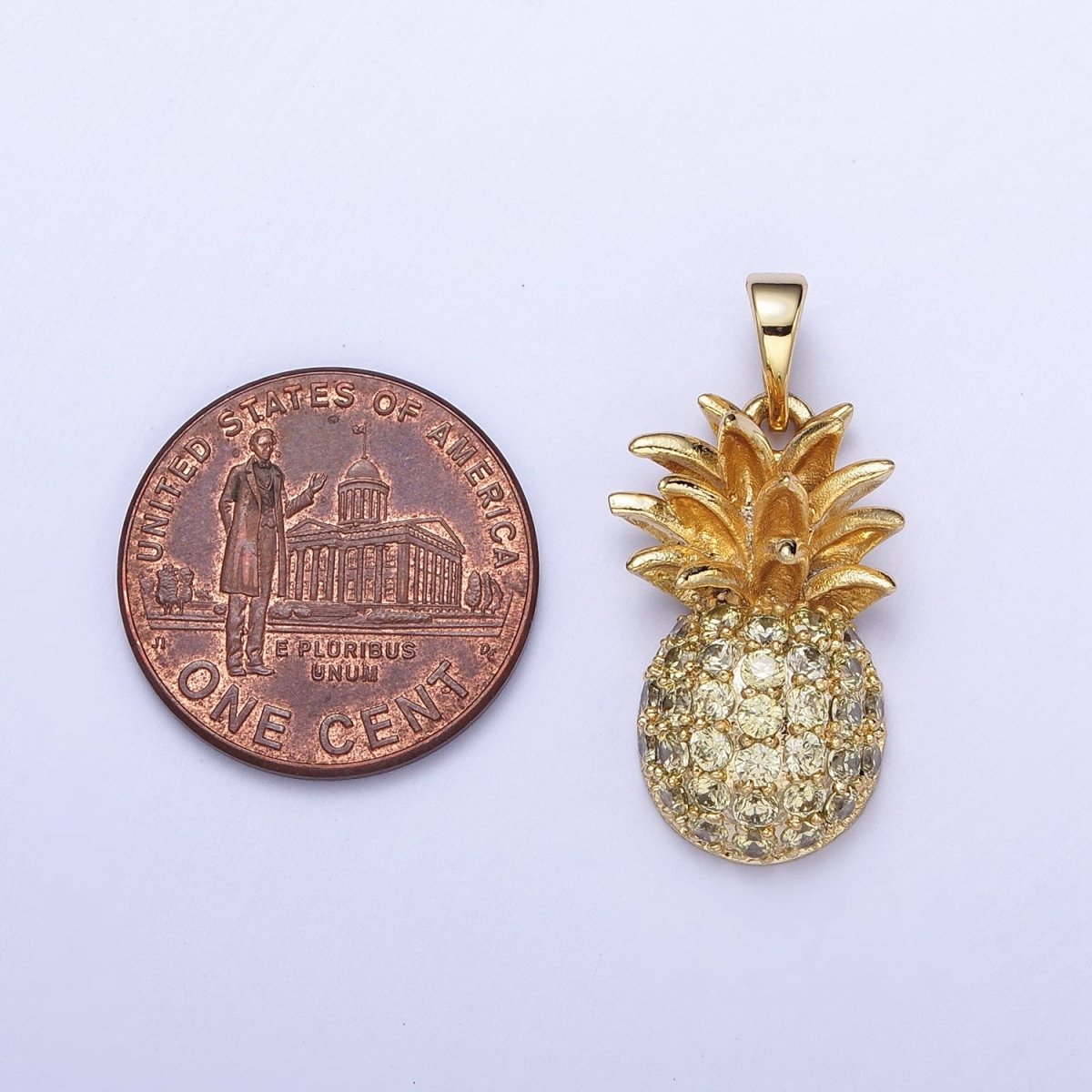 24k Gold Filled Pineapple Pendant for Necklace Bracelet Tropical Fruit Jewelry Inspired H-391 - DLUXCA