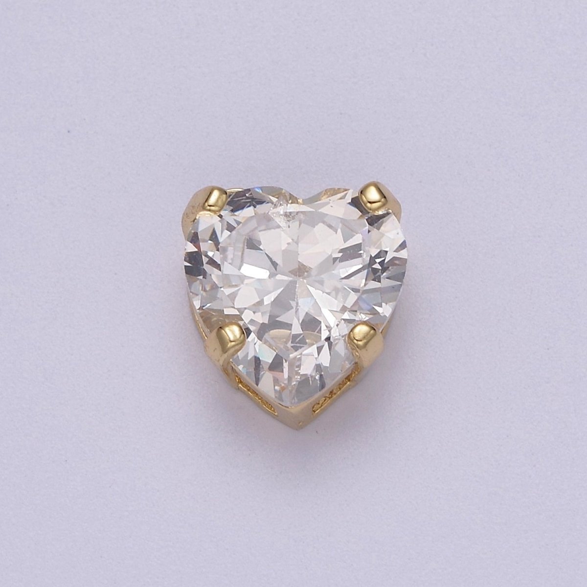 24K Gold Filled Pink / Clear Cubic Zirconia Heart Spacer Beads | B-085