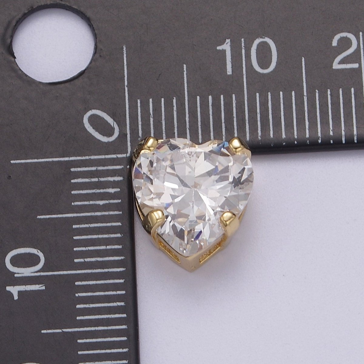 24K Gold Filled Pink / Clear Cubic Zirconia Heart Spacer Beads | B-085