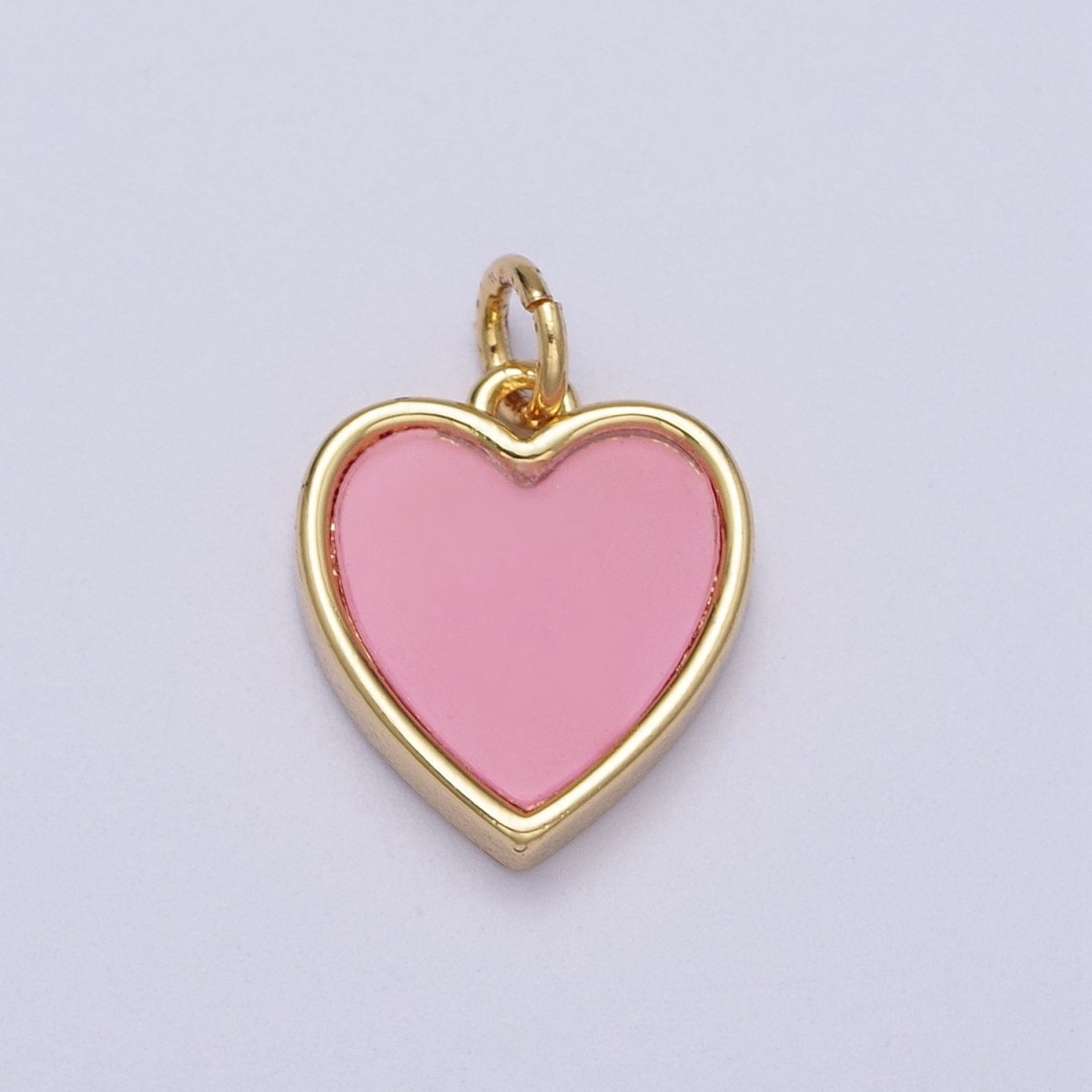 24K Gold Filled Pink Glass, Shell Pearl Natural Gemstone Heart Charm | C-364 C-376