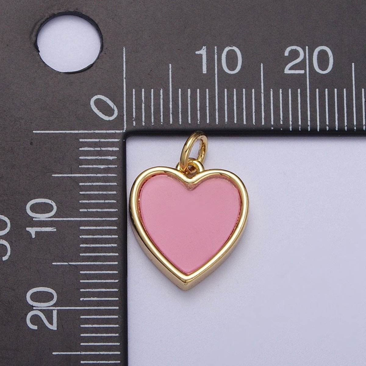 24K Gold Filled Pink Glass, Shell Pearl Natural Gemstone Heart Charm | C-364 C-376