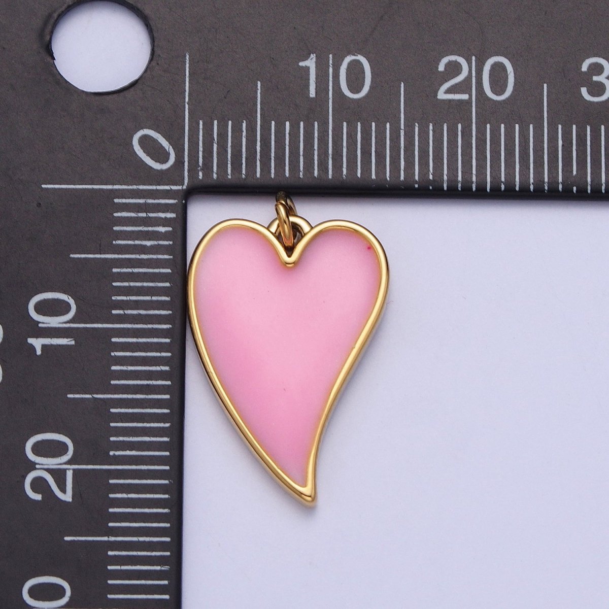 24K Gold Filled Pink Heart Enamel Charm For Valentine Love Jewelry in Gold & Silver | X-805 X-806