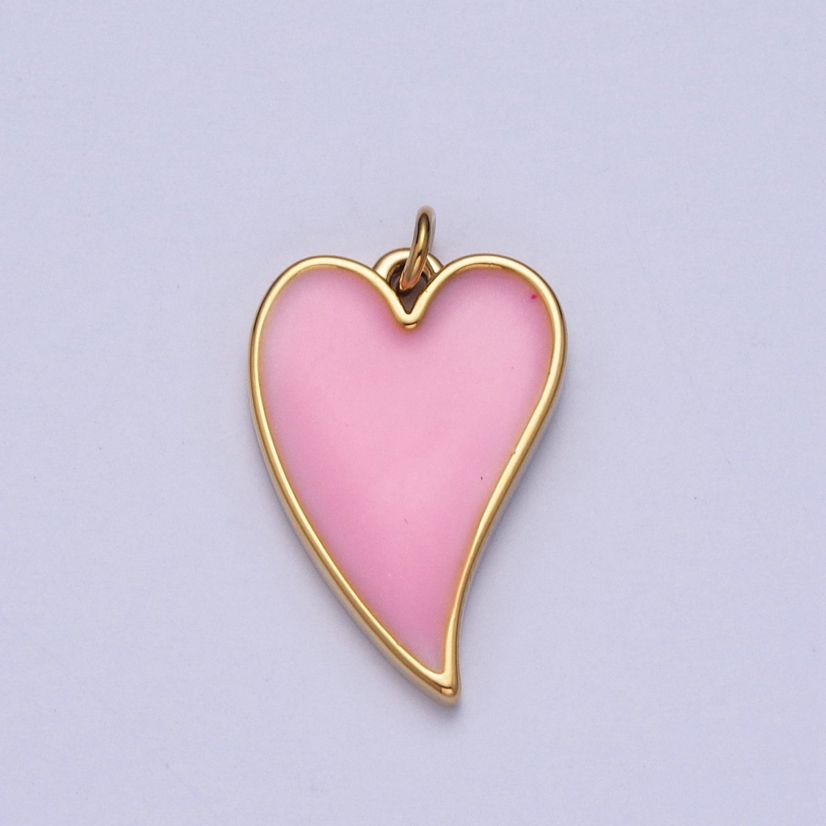 24K Gold Filled Pink Heart Enamel Charm For Valentine Love Jewelry in Gold & Silver | X-805 X-806