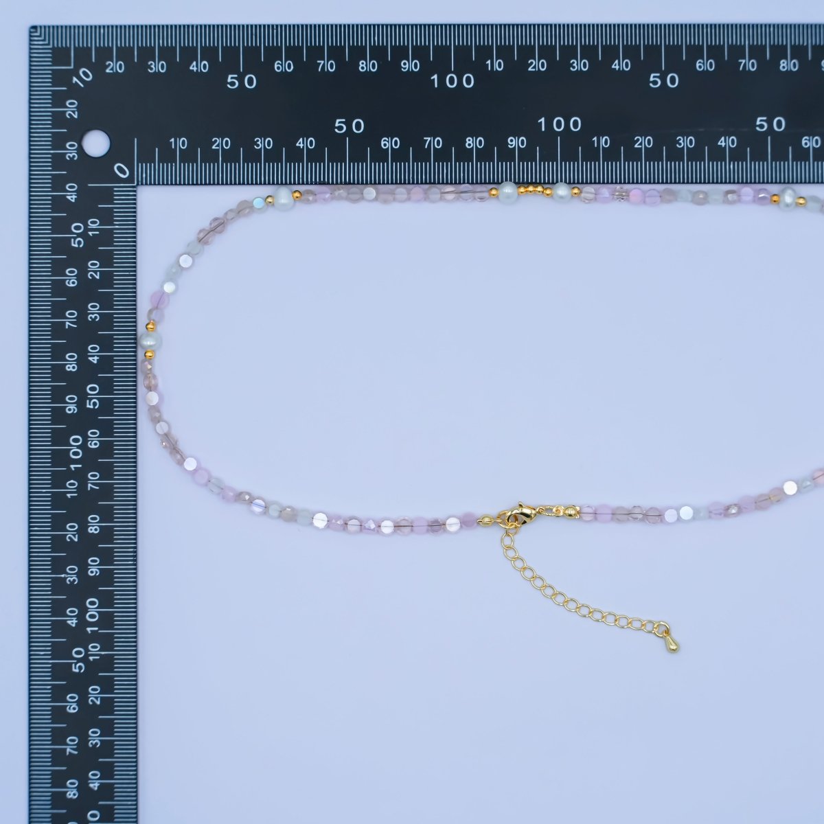 24K Gold Filled Pink Multifaceted Gemstone 17.5 Inch Necklace | WA - 2973 - DLUXCA