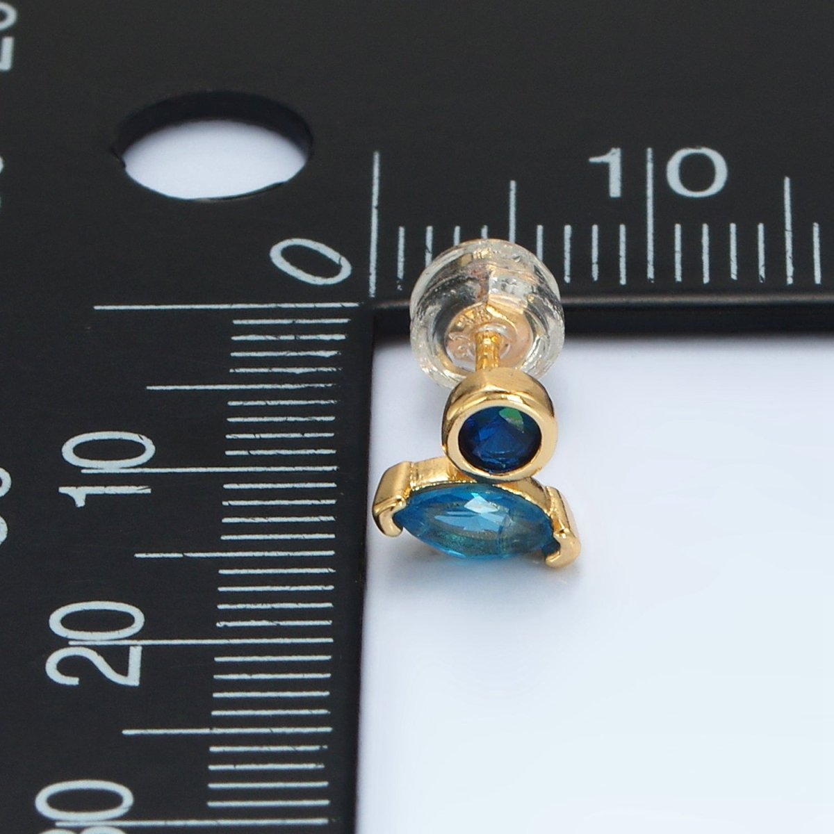 24K Gold Filled Pink, Purple, Green, Clear Marquise Round CZ Stud Earrings | AB1236 - AB1239