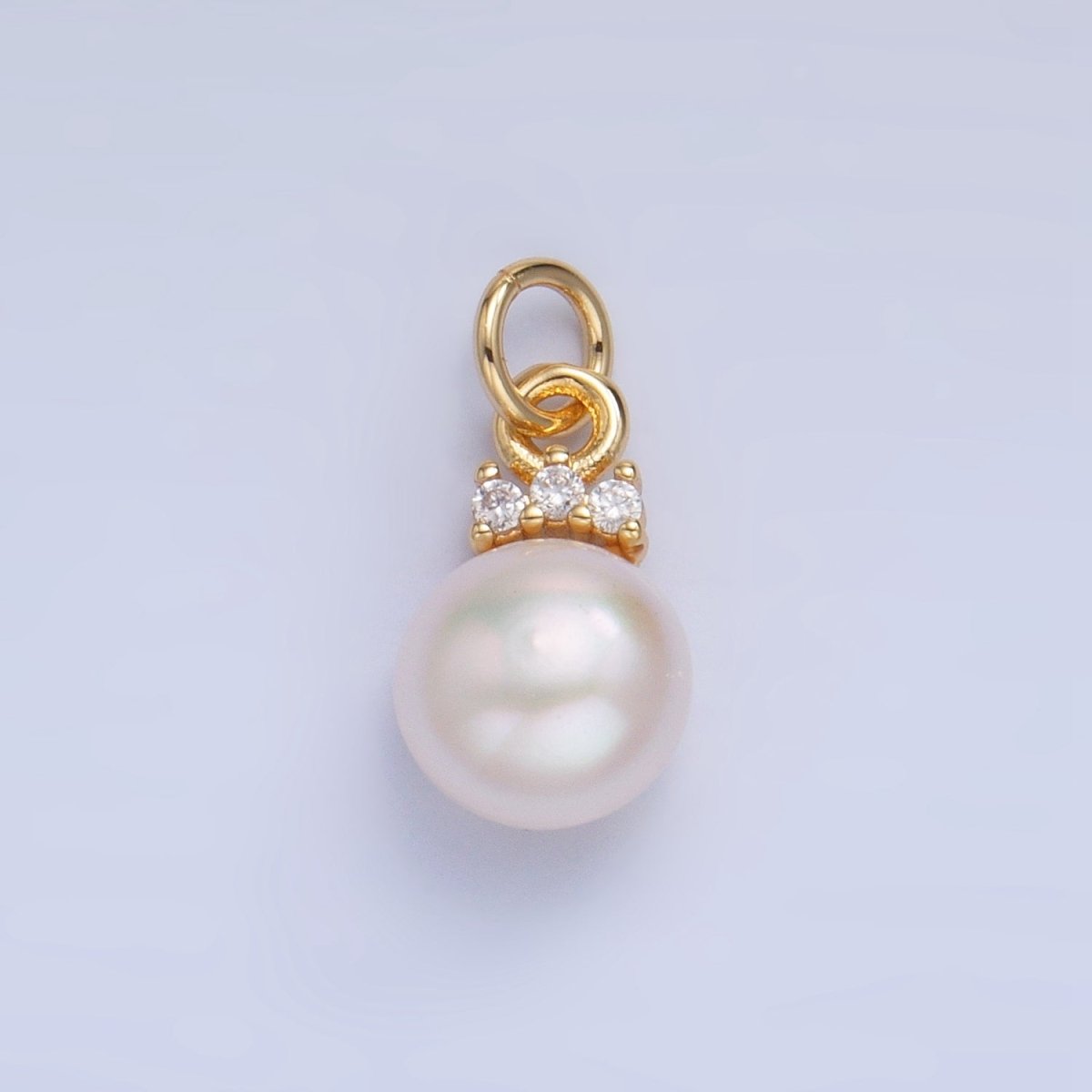 24K Gold Filled Pink, White, Purple Freshwater Pearl CZ Charm | P1920 - P1922