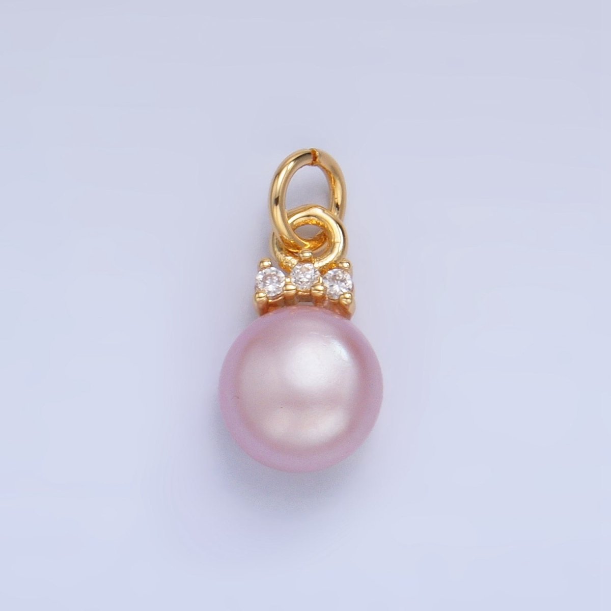 24K Gold Filled Pink, White, Purple Freshwater Pearl CZ Charm | P1920 - P1922