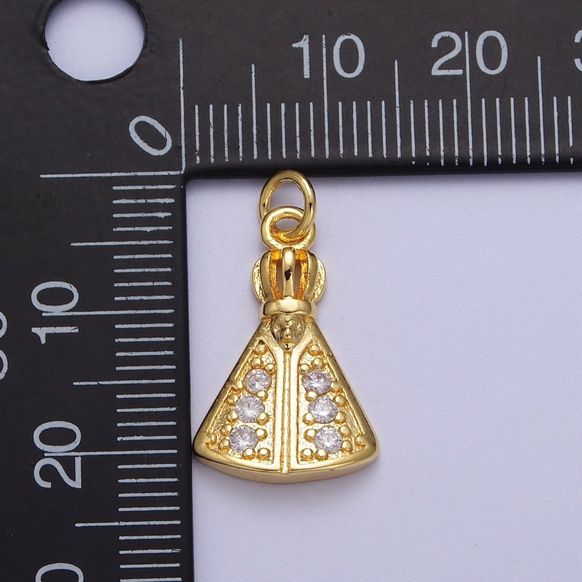 24K Gold Filled Pope Micro Paved CZ Religious Charm | C-893 - DLUXCA