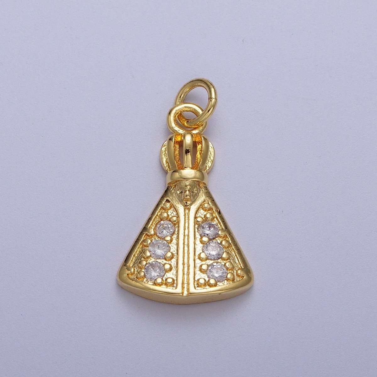 24K Gold Filled Pope Micro Paved CZ Religious Charm | C-893 - DLUXCA