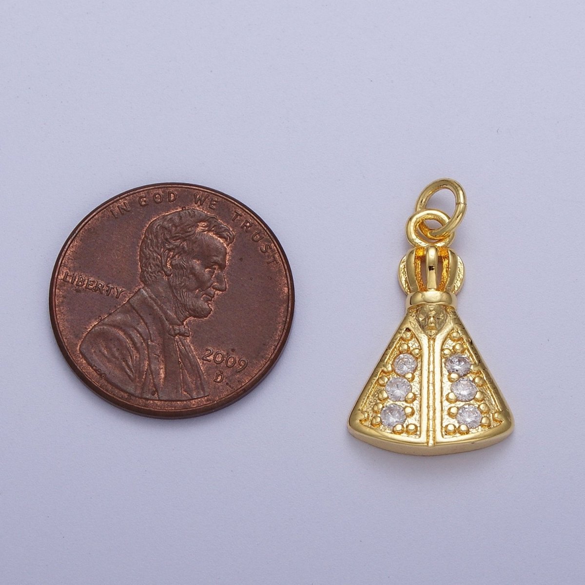 24K Gold Filled Pope Micro Paved CZ Religious Charm | C-893 - DLUXCA