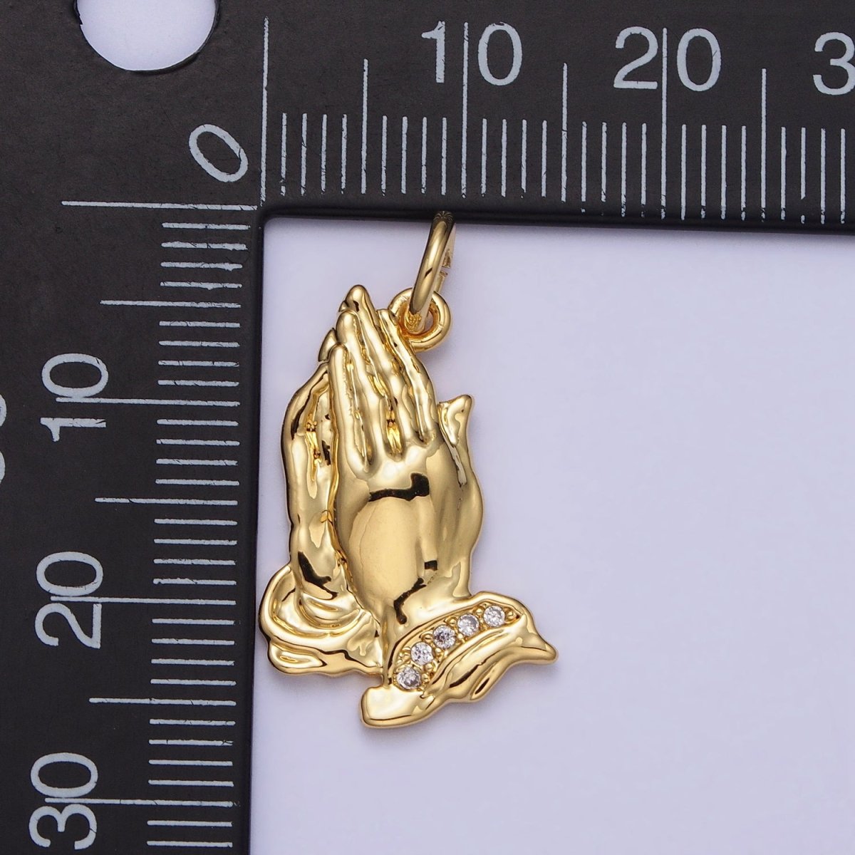 24K Gold Filled Prayer Hands Religious Add-On Charm | AC372 - DLUXCA