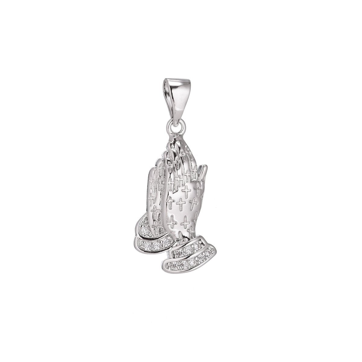 24K Gold Filled Prayers Charm Minimalist Simple Cross Jesus Cubic Zirconia Necklace Pendant Bracelet Earring Charm Bails for Jewelry Making H-907 H-919
