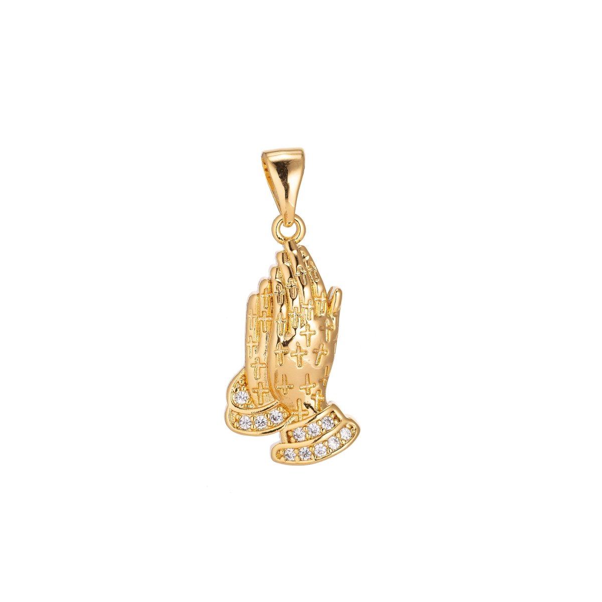 24K Gold Filled Prayers Charm Minimalist Simple Cross Jesus Cubic Zirconia Necklace Pendant Bracelet Earring Charm Bails for Jewelry Making H-907 H-919