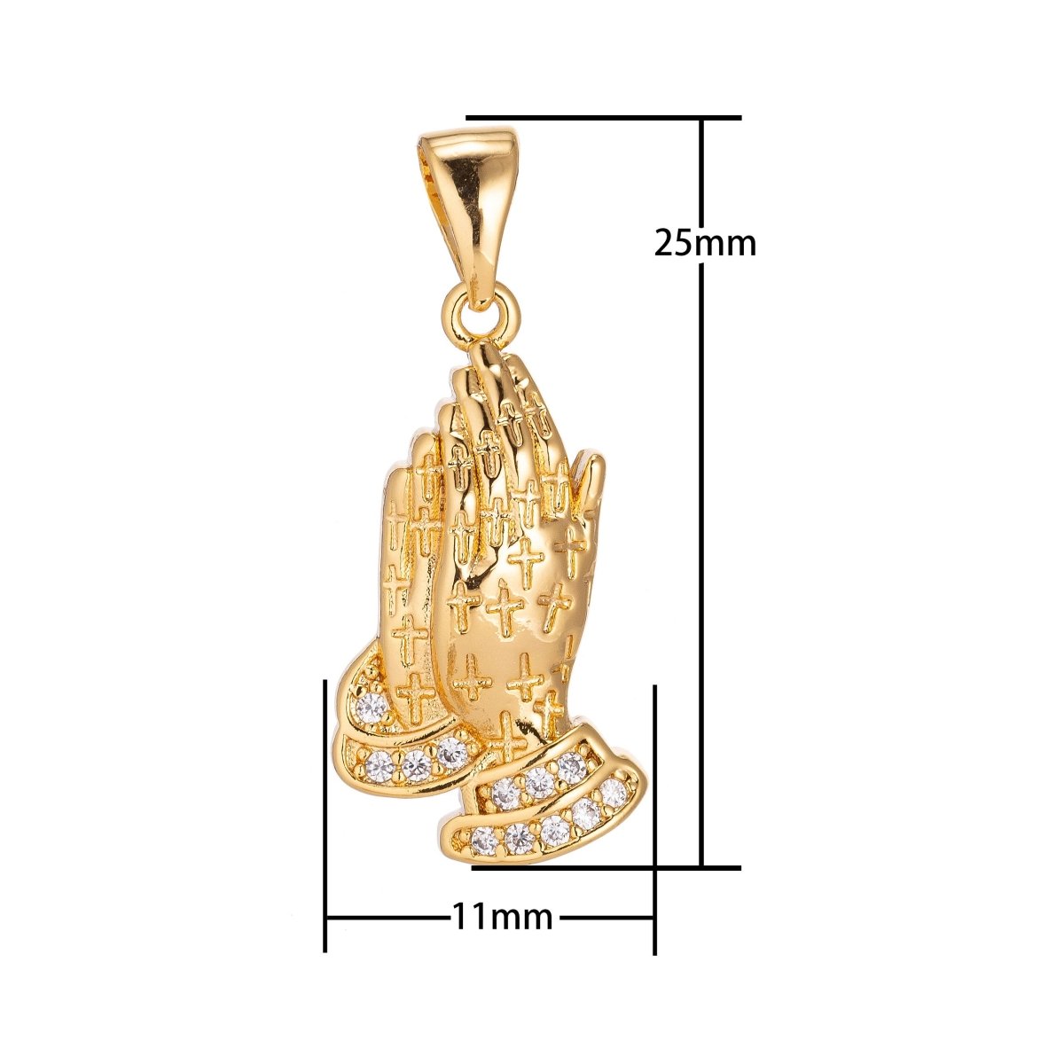 24K Gold Filled Prayers Charm Minimalist Simple Cross Jesus Cubic Zirconia Necklace Pendant Bracelet Earring Charm Bails for Jewelry Making H-907 H-919