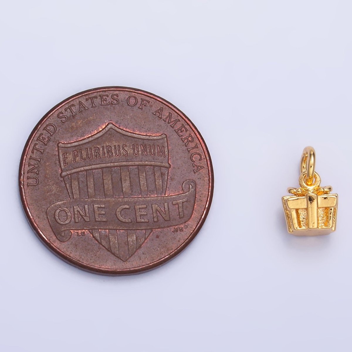 24K Gold Filled Present Gift Box 3D Multidimensional Charm in Gold & Silver | W799