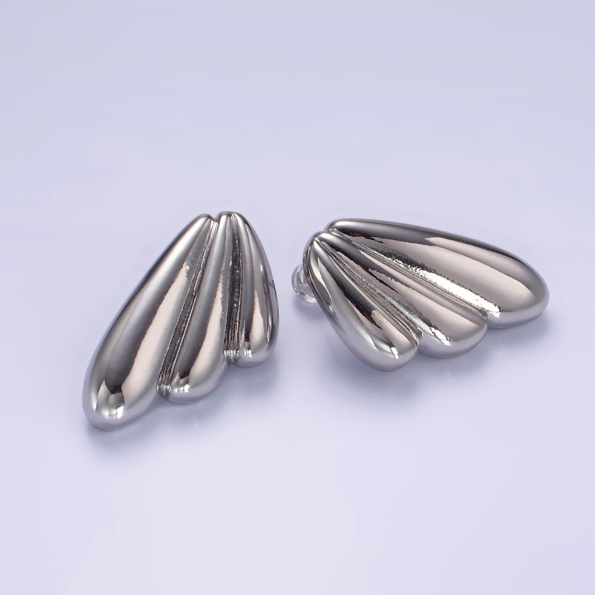 24K Gold Filled Puffed Croissant Wings Earrings Set in Gold & Silver | P534 P535