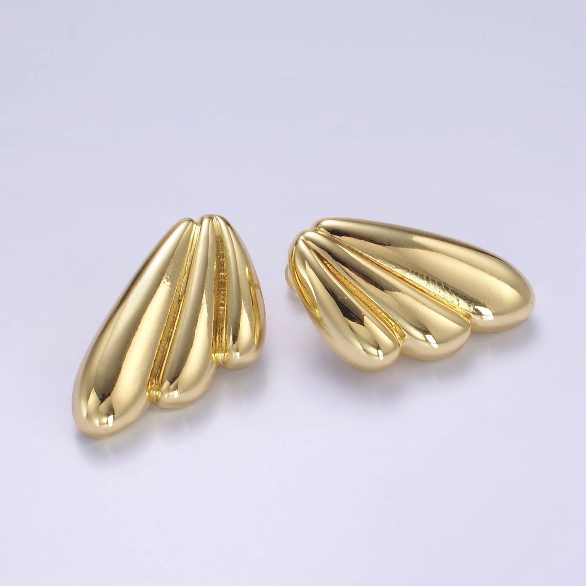 24K Gold Filled Puffed Croissant Wings Earrings Set in Gold & Silver | P534 P535