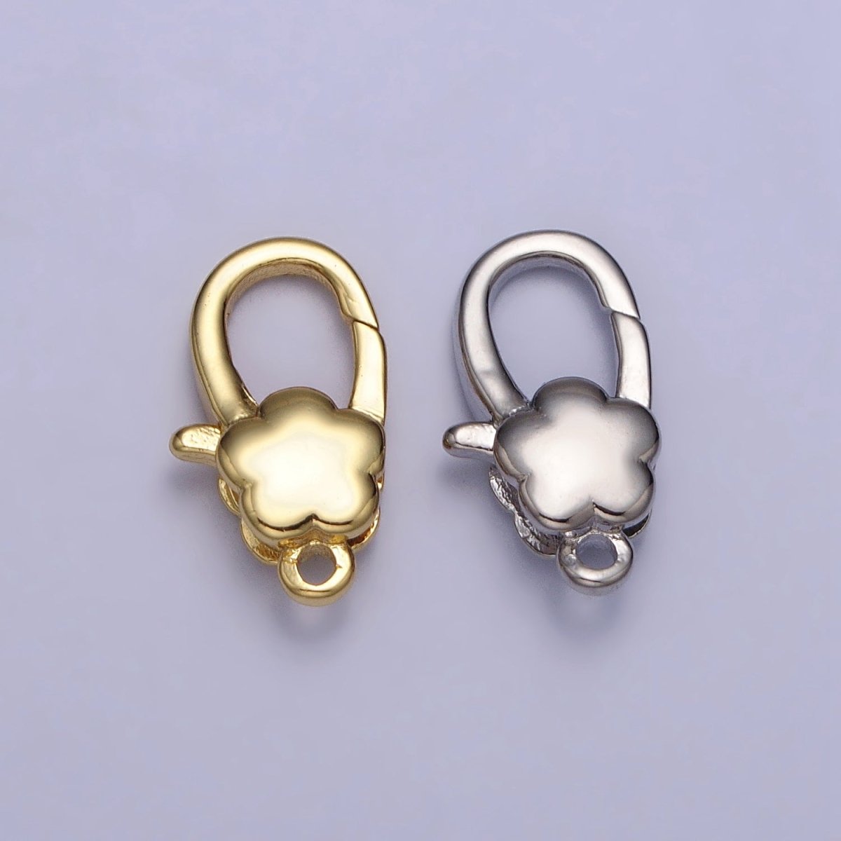 24K Gold Filled Puffed Flower Oval Lobster Clasps Closure Supply in Gold & Silver | Z-125 Z-126