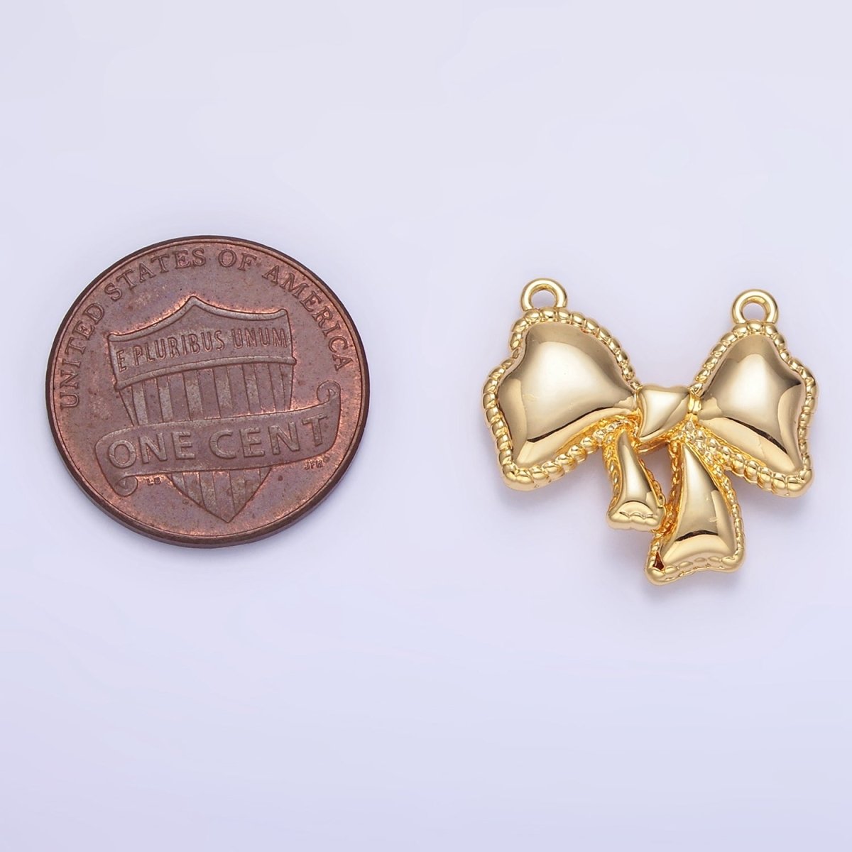 24K Gold Filled Puffed Ribbon Bow Connector | G826 - DLUXCA