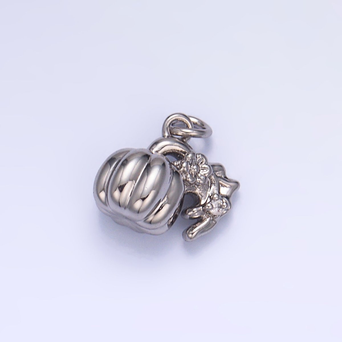 24K Gold Filled Pumpkin Flower Fruit 3D Multidimensional Charm in Gold & Silver | W358