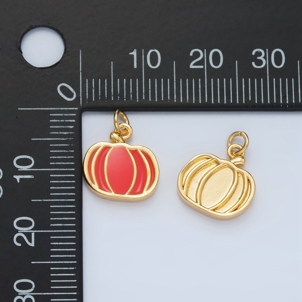 24K Gold Filled Pumpkin Fruit Enamel Charm in Gold & Silver | N927