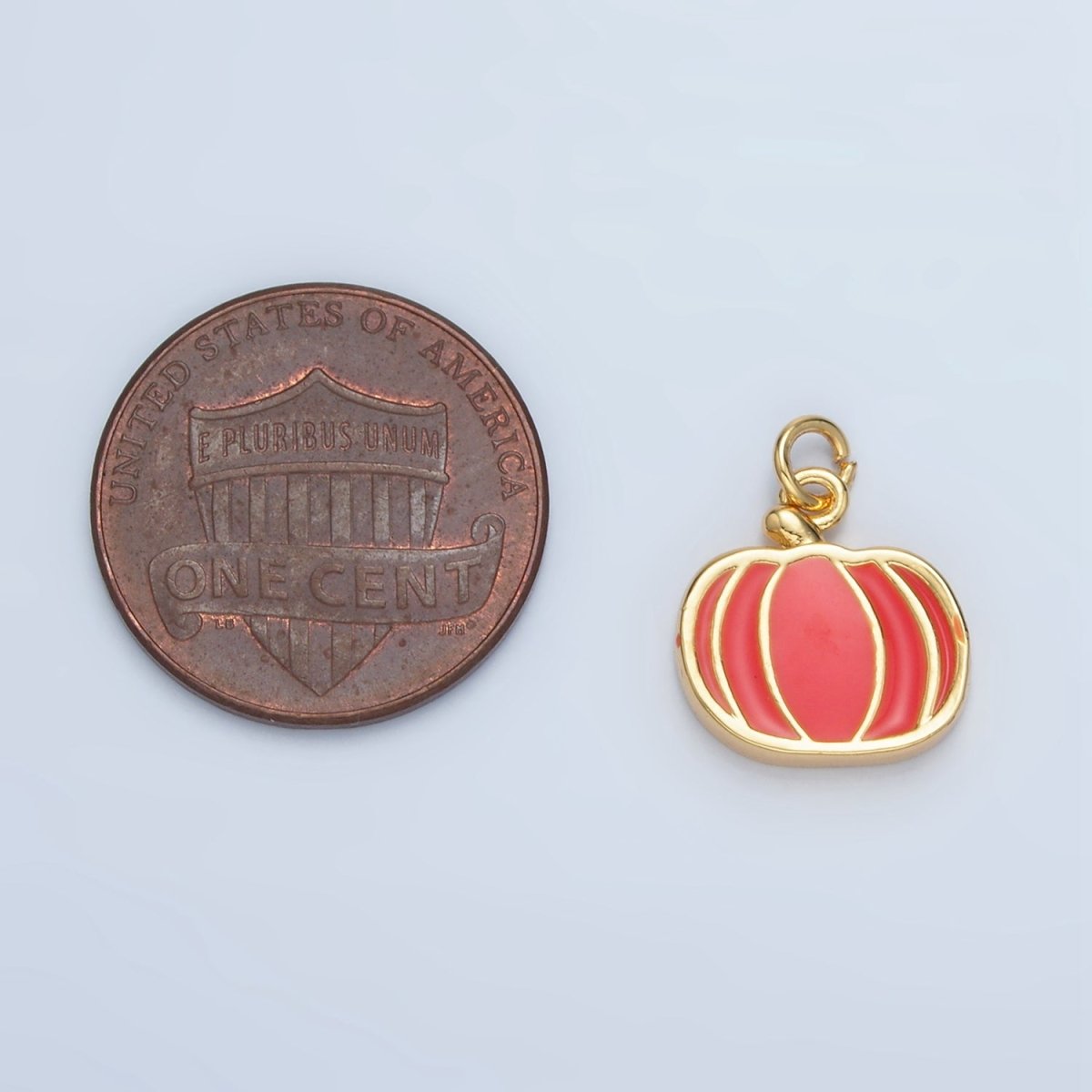 24K Gold Filled Pumpkin Fruit Enamel Charm in Gold & Silver | N927