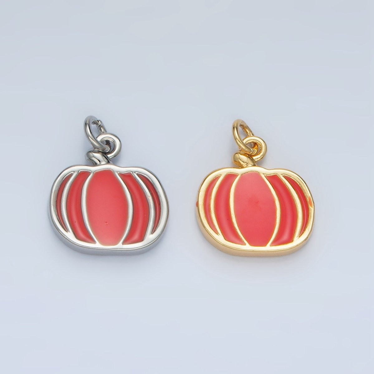 24K Gold Filled Pumpkin Fruit Enamel Charm in Gold & Silver | N927