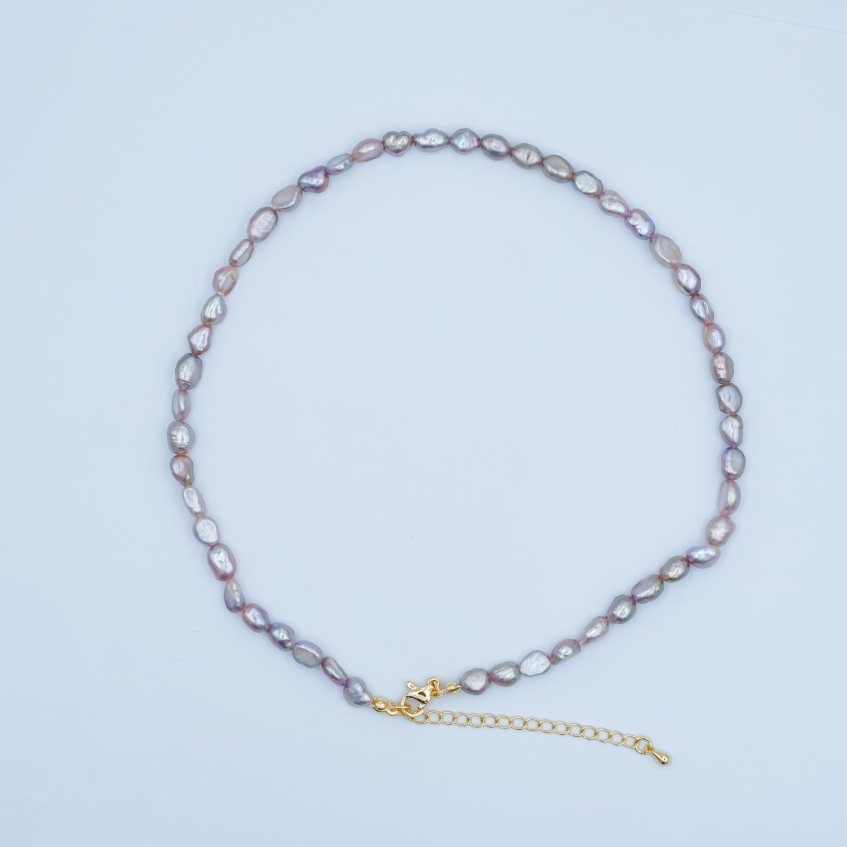 24K Gold Filled Purple Baroque Freshwater Pearl 15 Inch Necklace | WA - 3068 - DLUXCA