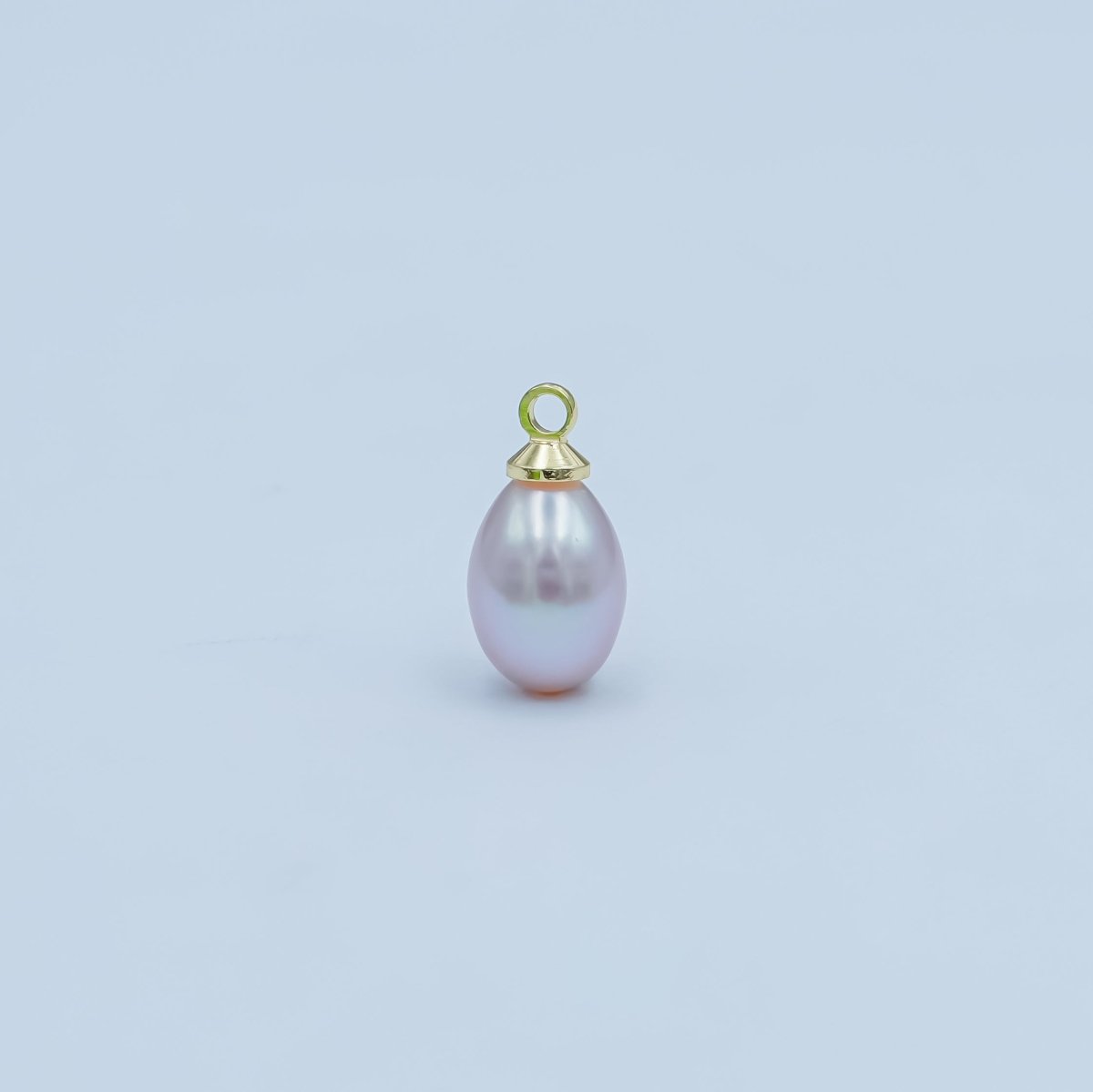 24K Gold Filled Purple Button Teardrop Freshwater Pearl Charm | P1770 - DLUXCA