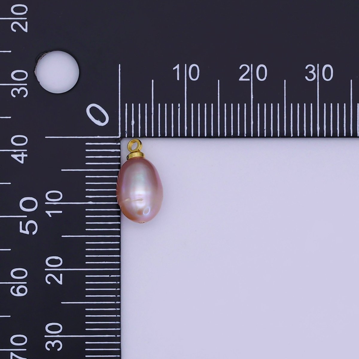 24K Gold Filled Purple Ringed Button Freshwater Pearl Charm | P1766 - DLUXCA