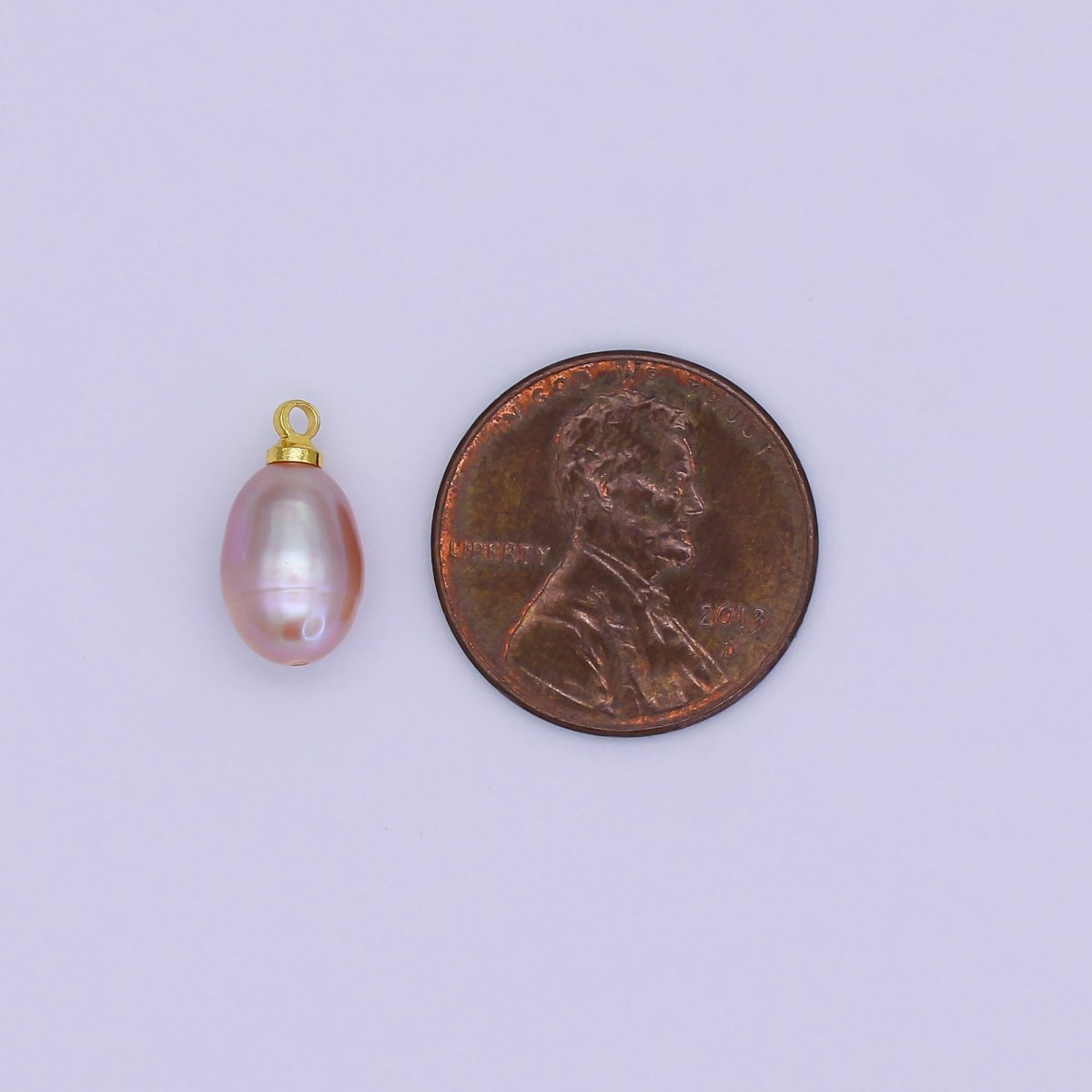 24K Gold Filled Purple Ringed Button Freshwater Pearl Charm | P1766 - DLUXCA