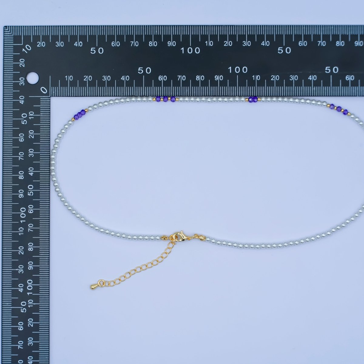 24K Gold Filled Purple Shell Pearl Gemstone Bead 17 Inch Necklace | WA - 2957 - DLUXCA