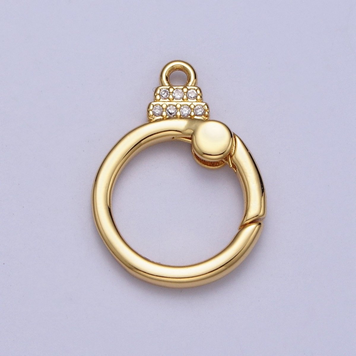24K Gold Filled Push Gate Micro Paved CZ Minimalist Clasps Closure Finding | Z029 - DLUXCA