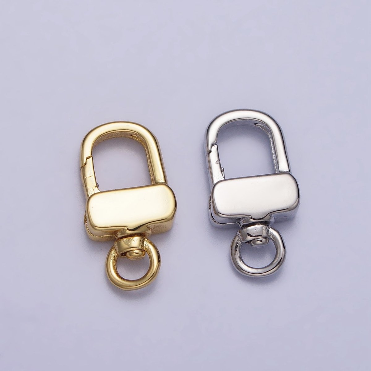 24K Gold Filled Push Gate Triggerless Rectangular Swivel Closure Supply in Gold & Silver | Z-113 Z-114
