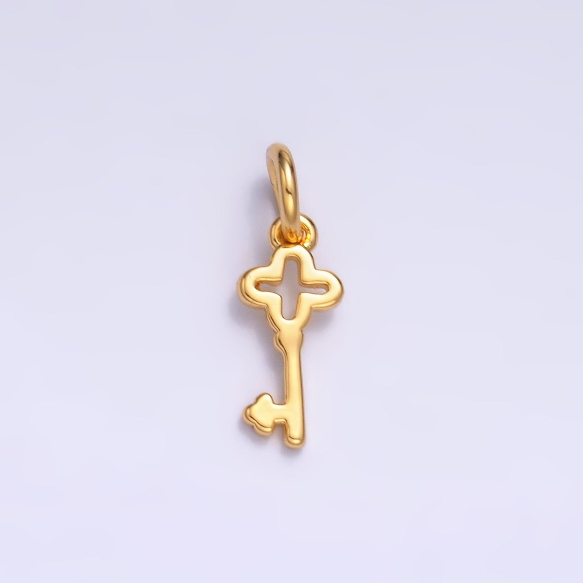 24K Gold Filled Quatrefoil Clover Key Mini Charm | M179 - DLUXCA