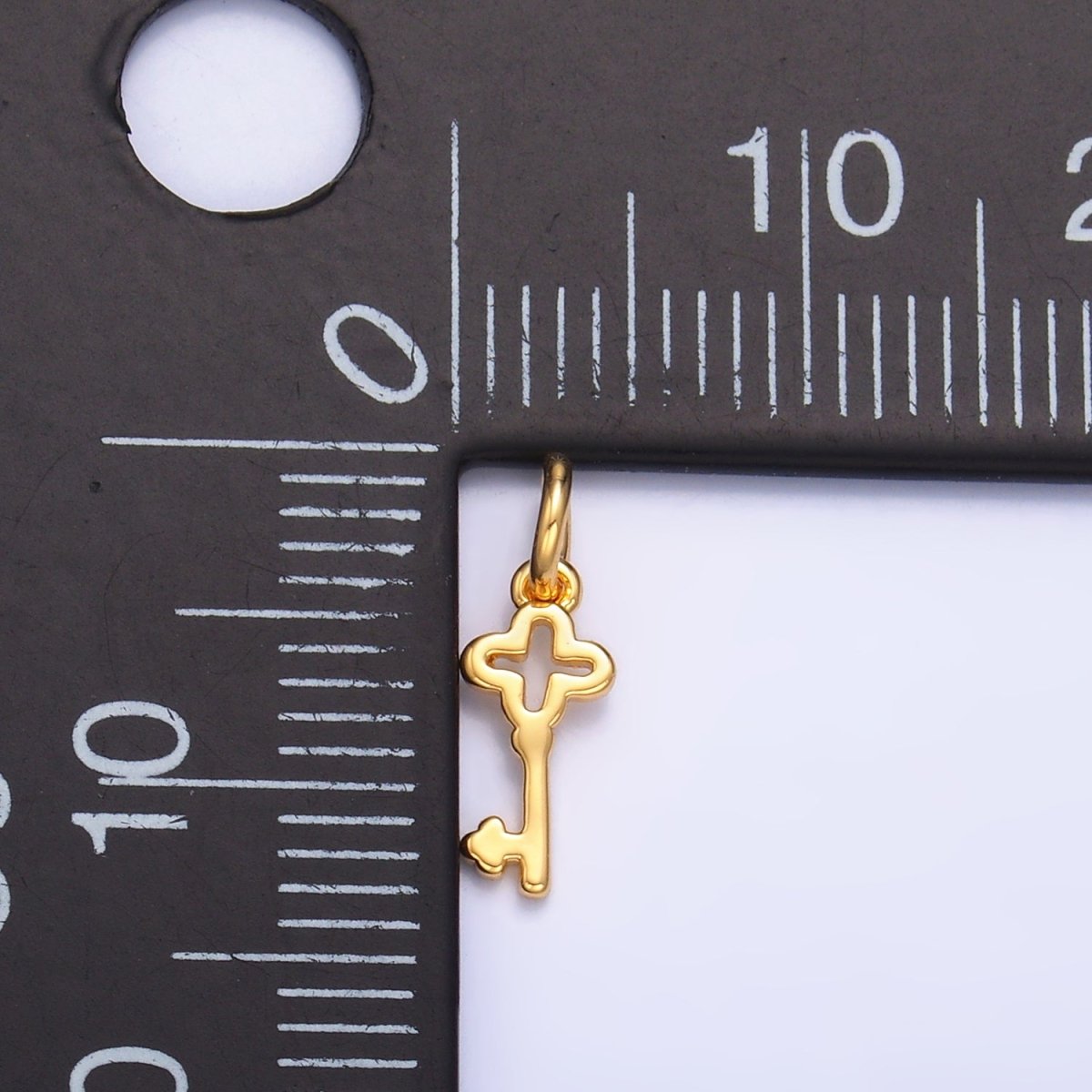 24K Gold Filled Quatrefoil Clover Key Mini Charm | M179 - DLUXCA