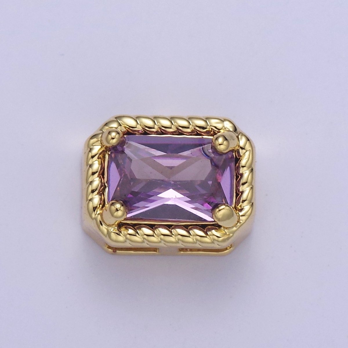 24K Gold Filled Rectangle Bead Spacer CZ Micro Pave Square Spacer Bead Connector Charm Bracelet Necklace for DIY Jewelry Making Supply B-334 - B-335