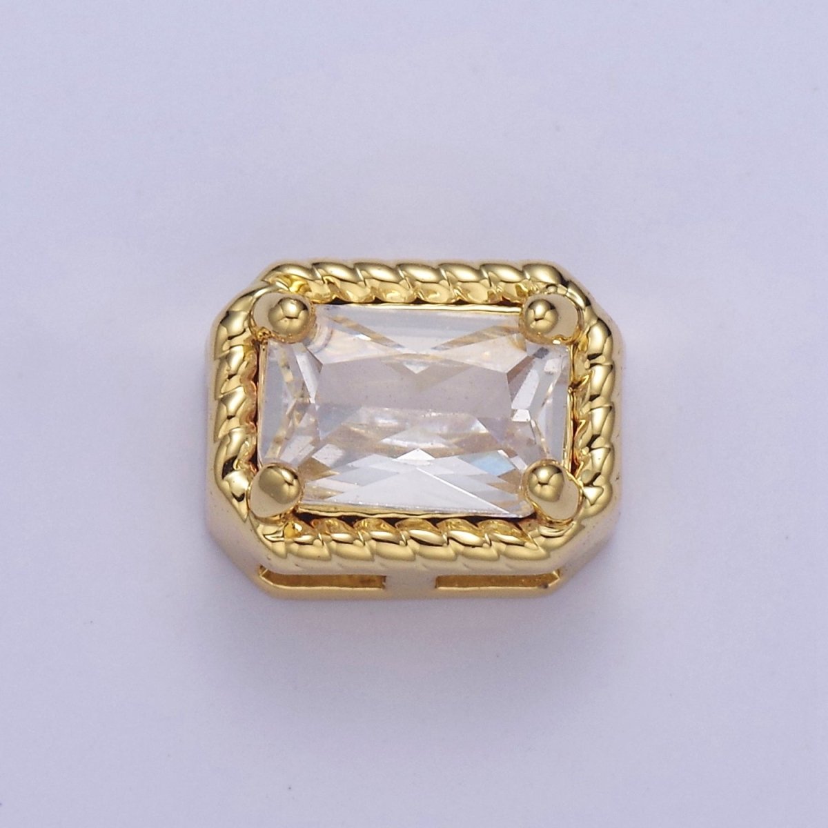 24K Gold Filled Rectangle Bead Spacer CZ Micro Pave Square Spacer Bead Connector Charm Bracelet Necklace for DIY Jewelry Making Supply B-334 - B-335