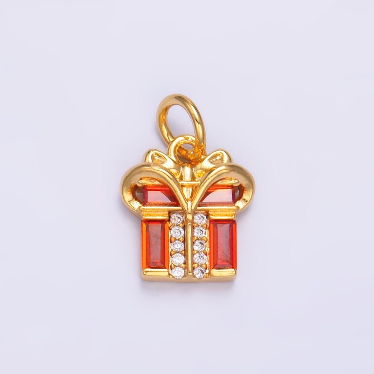 24K Gold Filled Red Baguette CZ Present Gift Charm | M178 - DLUXCA