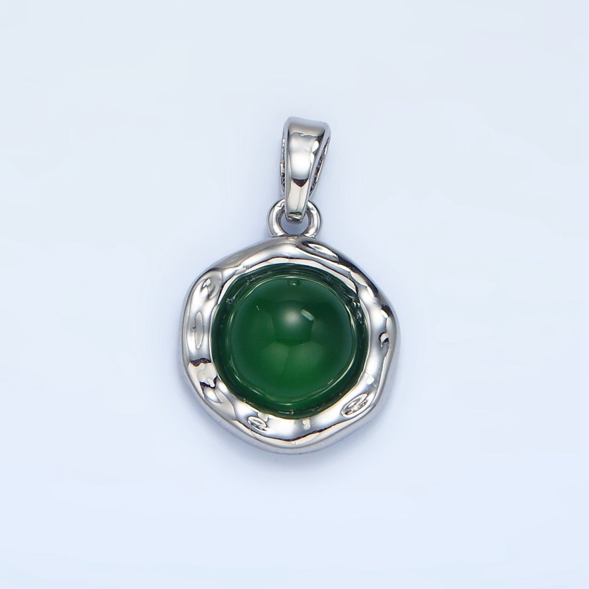 24K Gold Filled Red Carnelian, Green Aventurine, Black Onyx Hammered Molten Bezel Pendant in Gold & Silver | AA969 AA974 AA987