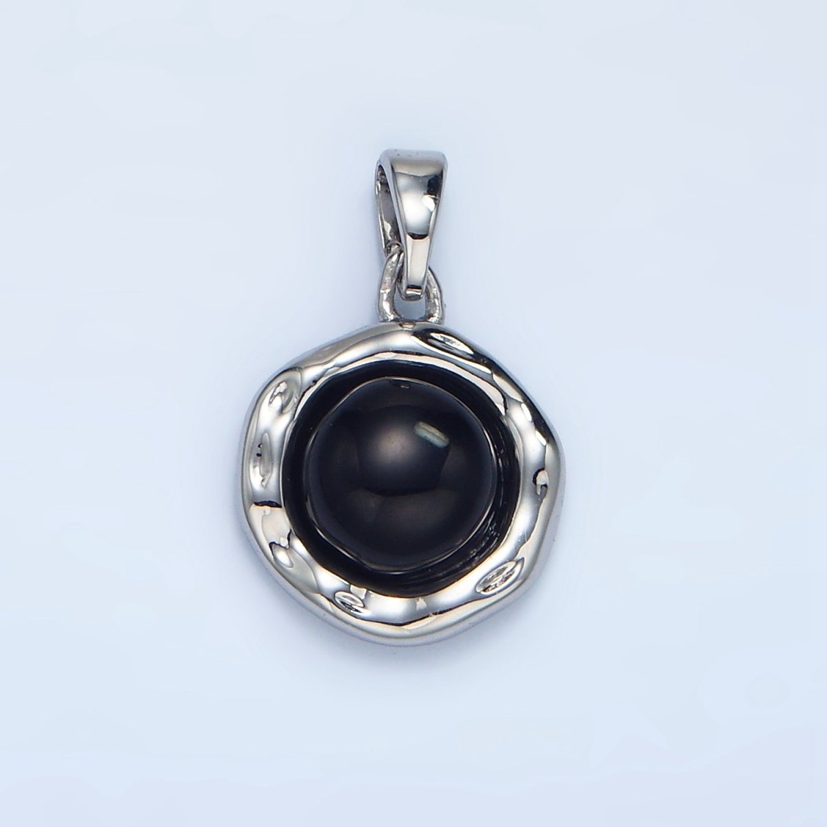 24K Gold Filled Red Carnelian, Green Aventurine, Black Onyx Hammered Molten Bezel Pendant in Gold & Silver | AA969 AA974 AA987