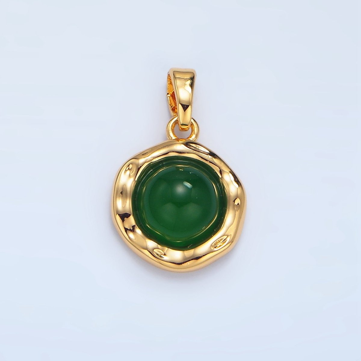 24K Gold Filled Red Carnelian, Green Aventurine, Black Onyx Hammered Molten Bezel Pendant in Gold & Silver | AA969 AA974 AA987