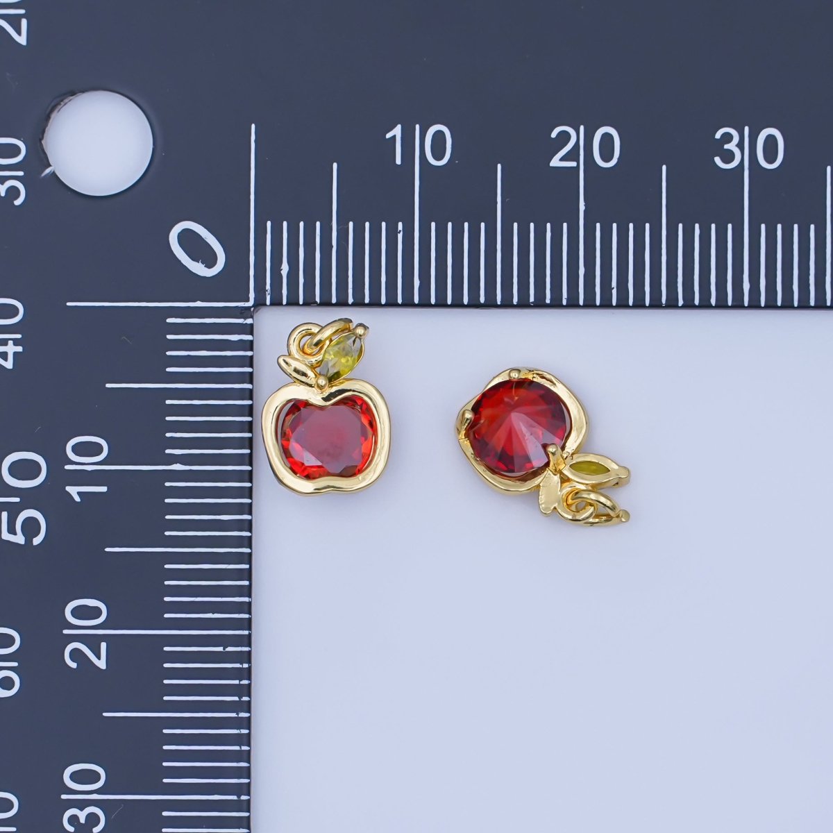 24K Gold Filled Red CZ Apple Fruit Charm | AF445 - DLUXCA